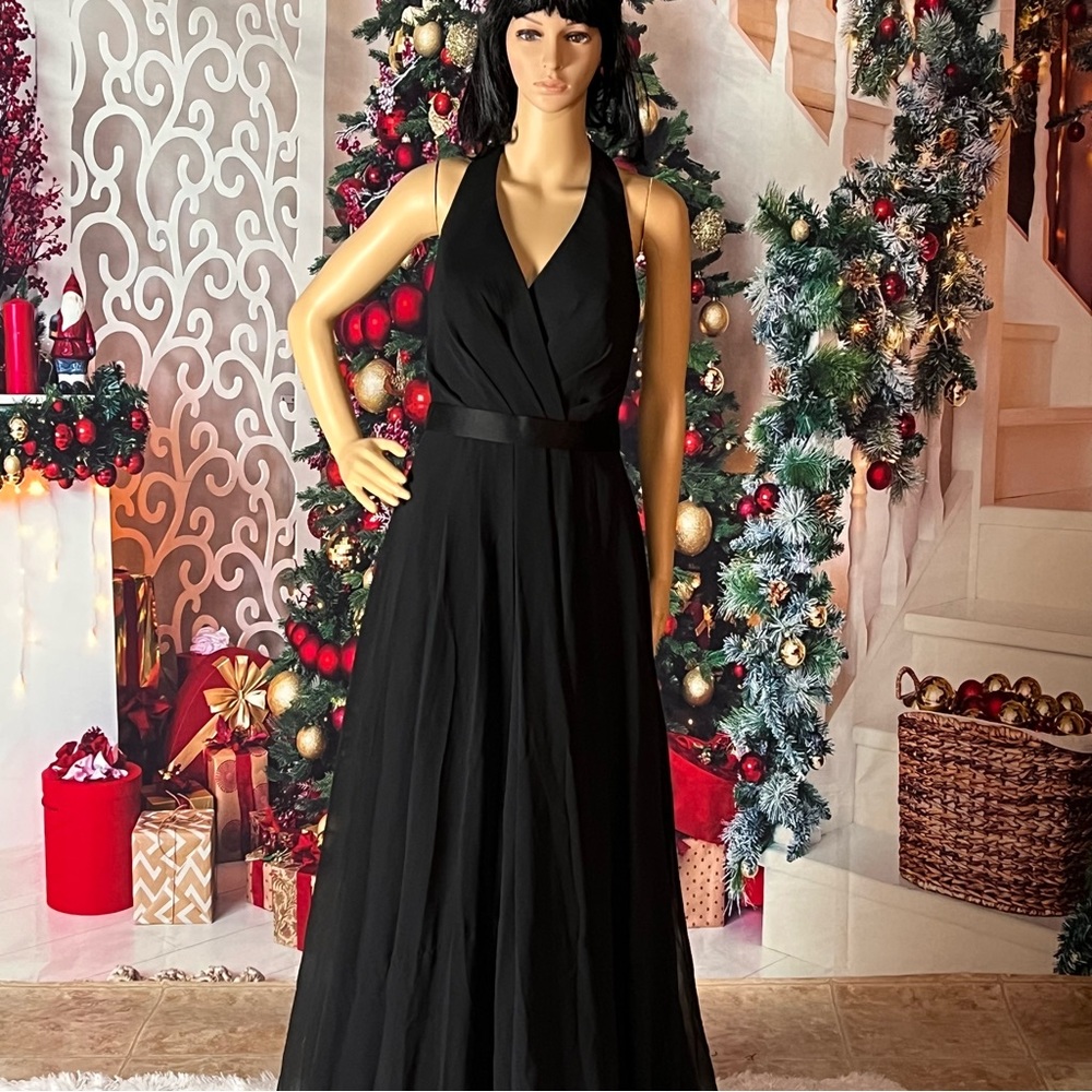 Halter With Trailing Sheer Bow Detail - image 3